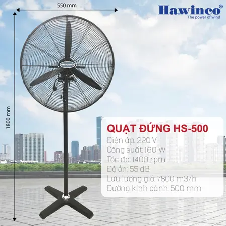 Hình Ảnh Quạt Đứng Công Nghiệp Hawin HS-500