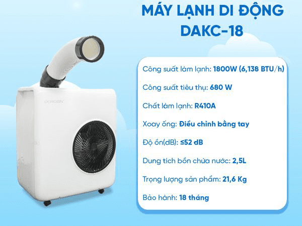 Máy Lạnh Di Động Công Nghiệp Dorosin DAKC-18