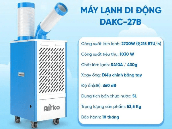 Thông số máy lạnh di động DAKC-27B