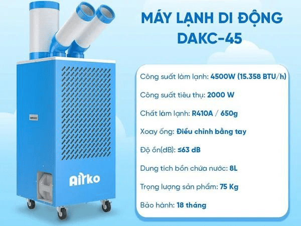 Thông số máy lạnh di động công nghiệp Dorosin DAKC-45